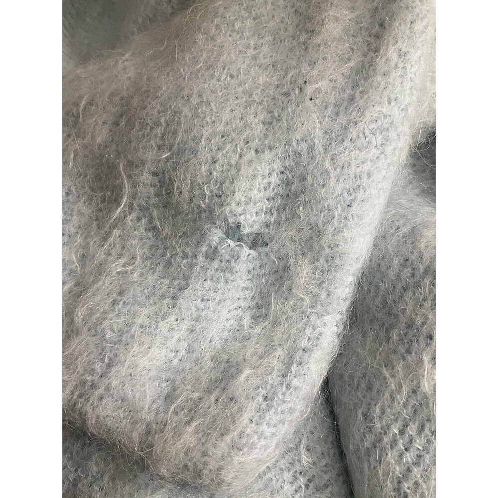 Vince Womens Alpaca Mohair Blend Fuzzy Sweater M Blue Preppy Minimalist *FLAW* - Picture 6 of 6